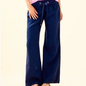 Lilly Pulitzer 33" Linen Beach Pant in Navy XXS